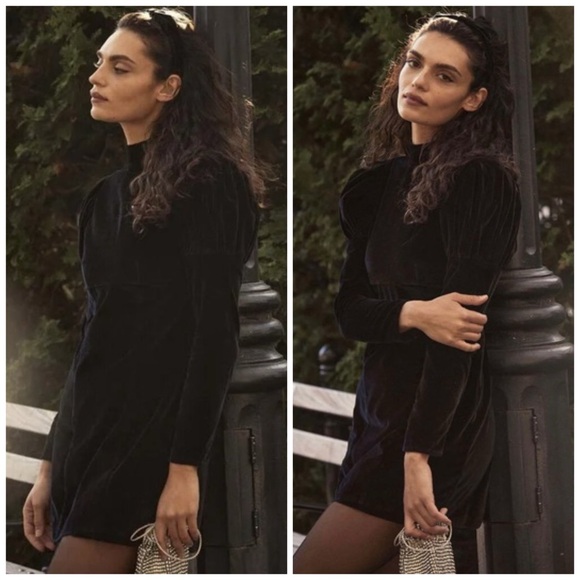 Doen Heirloom Chantilly Velvet Mini Dress in Black Size XS - Picture 1 of 11